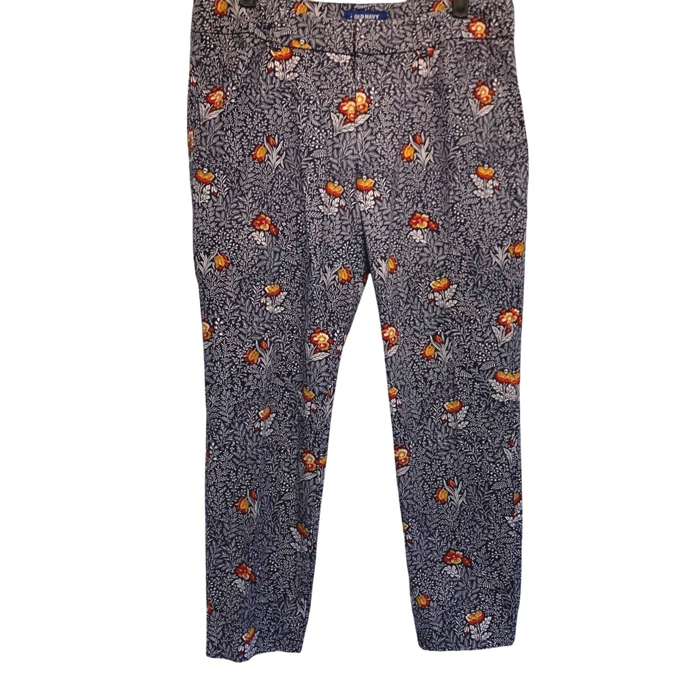Old Navy Pixie Pants 10 Dark Floral Casual Mid Rise Skinny Ankle Cottagecore